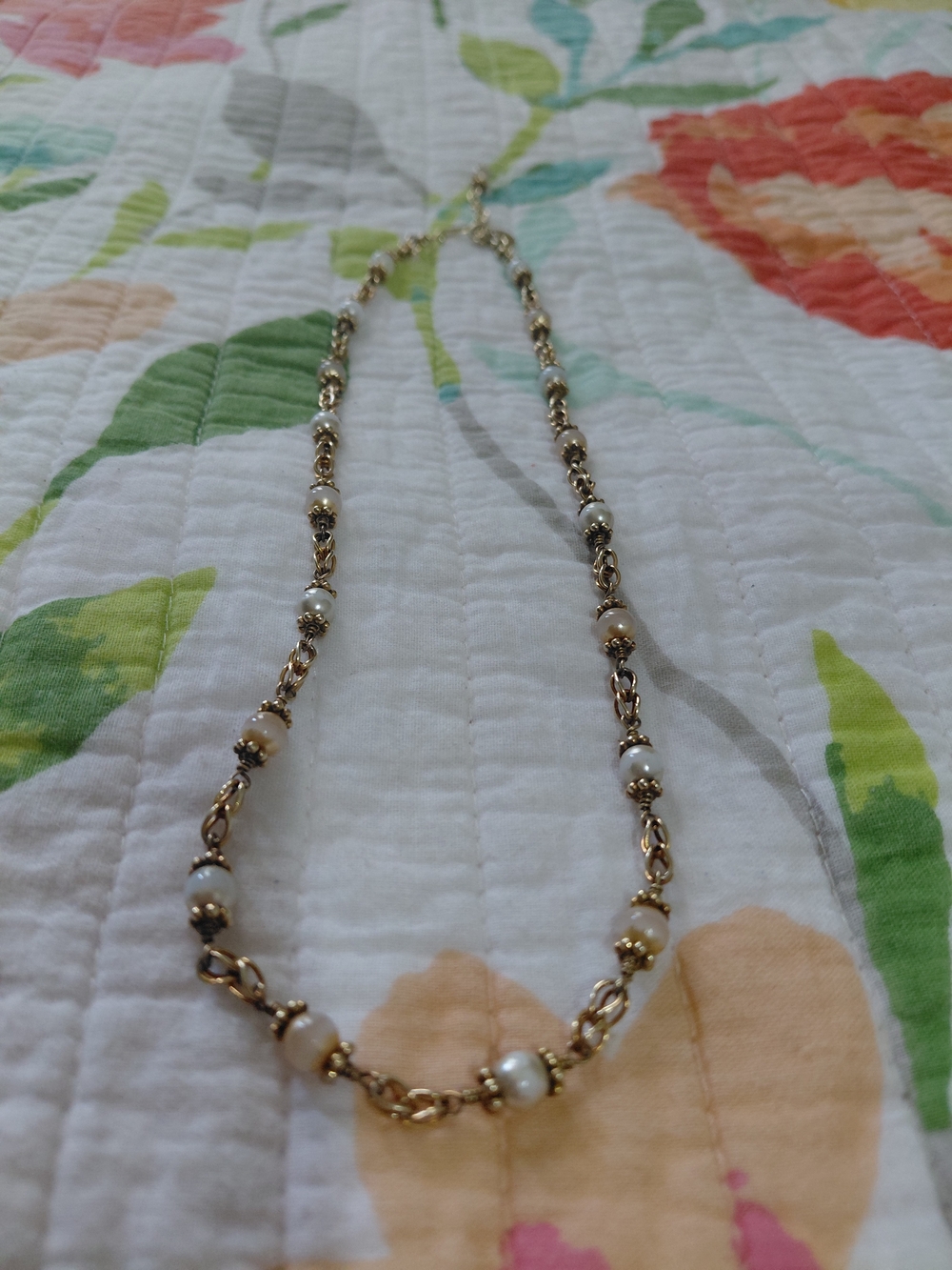 Vintage MMA Gold Plated Sterling Silver 925 Necklace, 2 Tone Pearls, Smithsonian